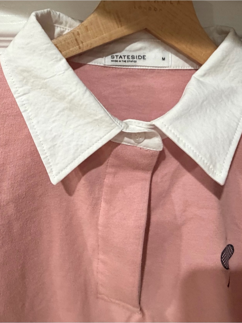 Stateside Dusty Pink Cropped Top with Contrast Collar Accent 100% Cotton - Picture 7 of 15